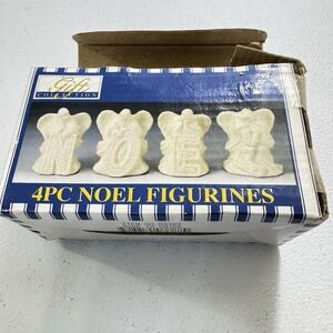 NIB Vintage World Bazaar 4 pc NOEL White Jade Collection Porcelain Figurines